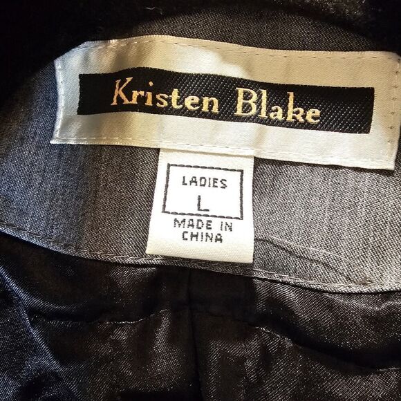 NWOT Kristen Blake Women's Gray Coat Jacket with Hood and Belt Size Large - Picture 10 of 10